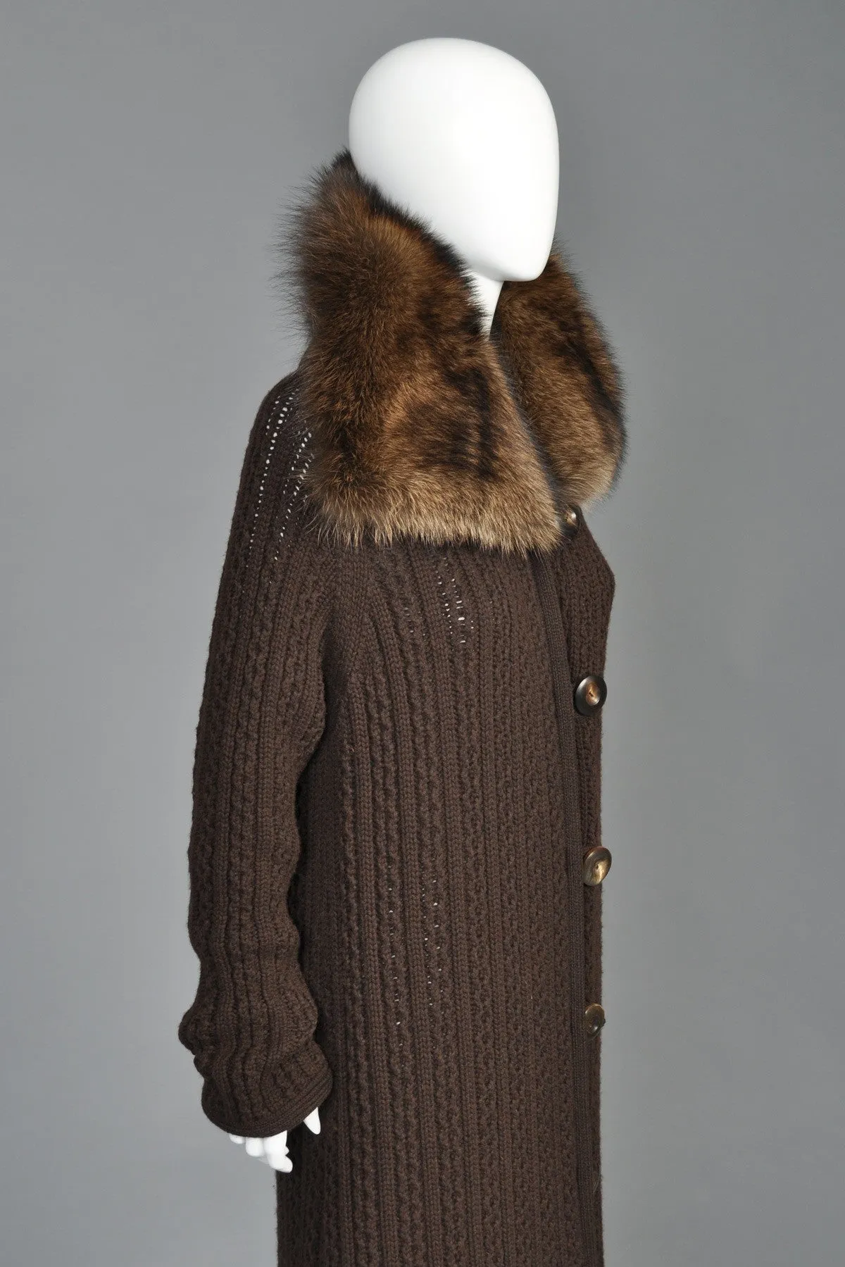 Oscar de la Renta Cashmere   Fisher Fur Sweater Coat