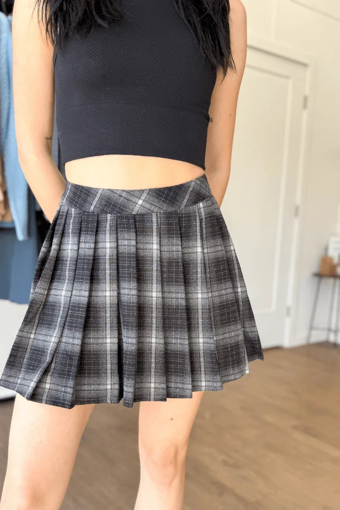 Pleated Plaid Mini Skirt