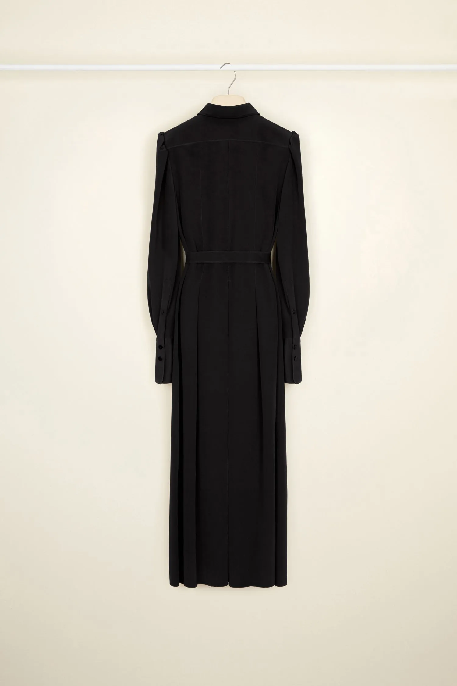 Pleated silk midi shirt dress