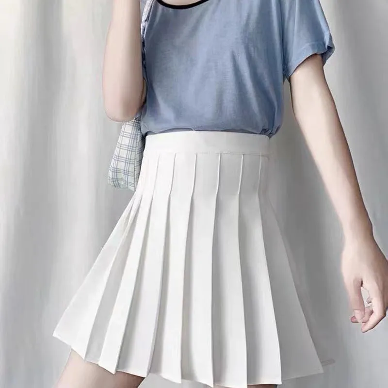 Pleated Skirt Women Summer Anti-Exposed College High Waist Korean A-Line Skirt