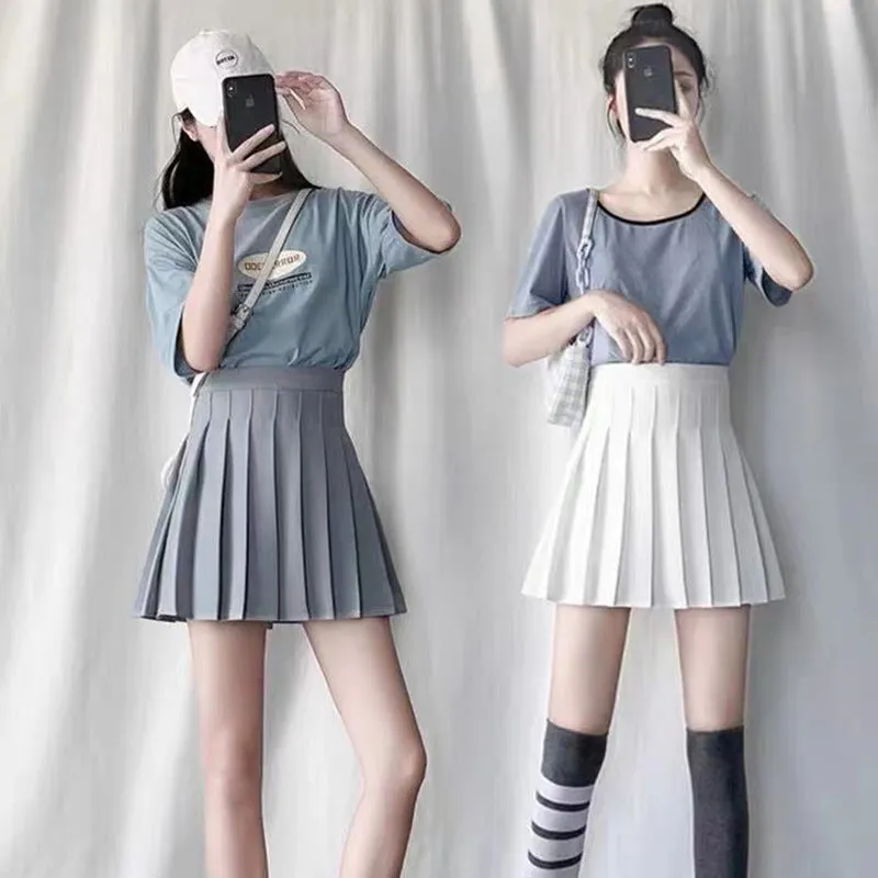 Pleated Skirt Women Summer Anti-Exposed College High Waist Korean A-Line Skirt