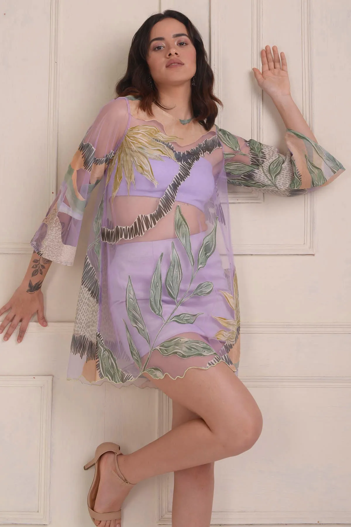 Printed Patchwork Tulle Dress