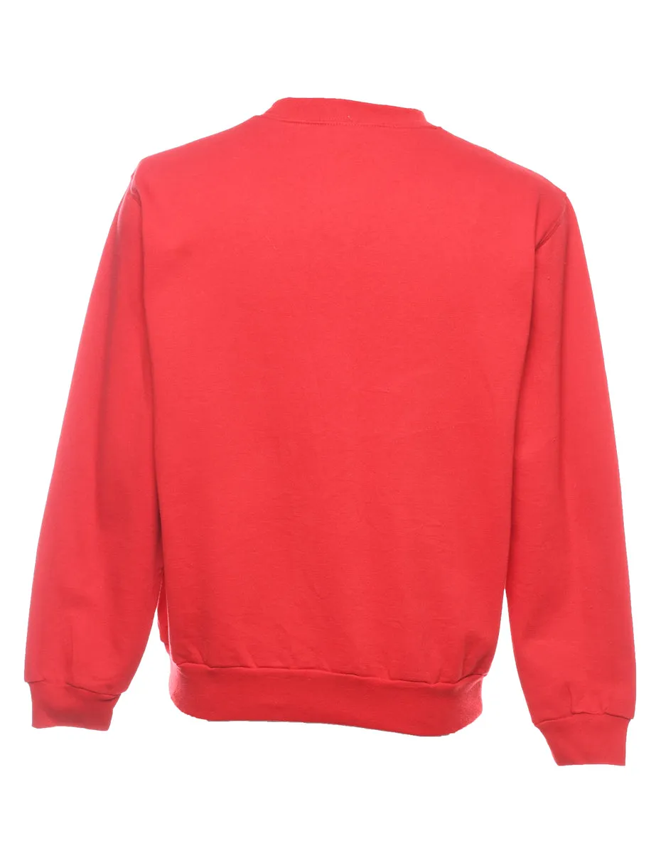 Red Cat Design Printed Sweatshirt - M