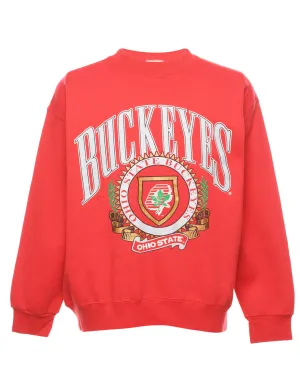 Red Ruckeyes Printed Red Sweatshirt - M