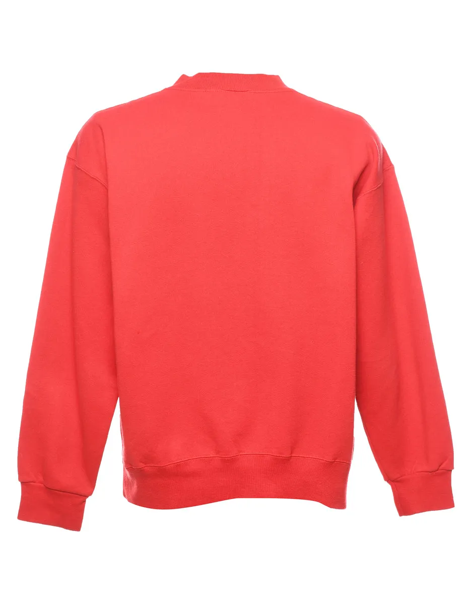 Red Ruckeyes Printed Red Sweatshirt - M