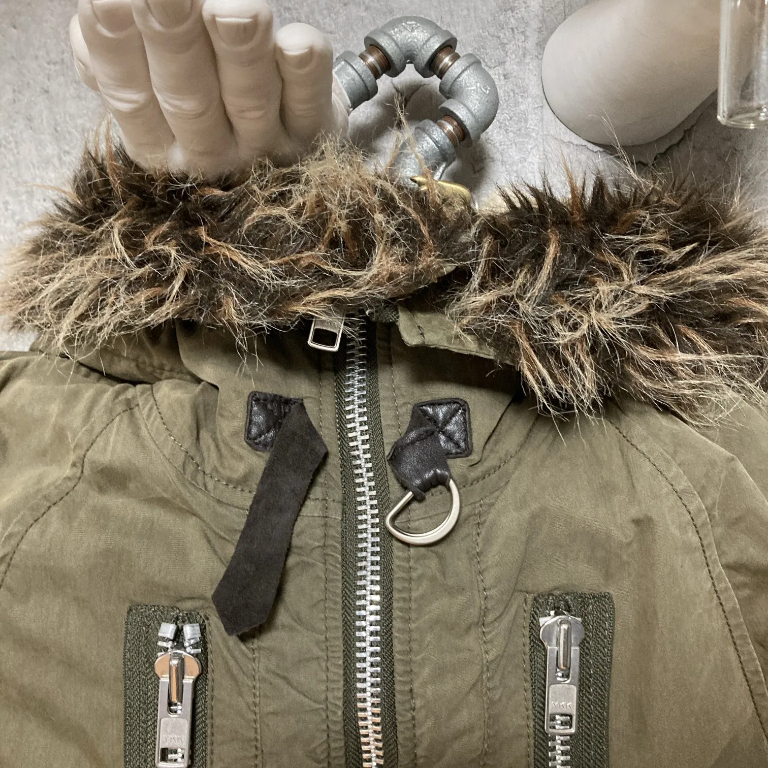 rna slang n-2b flight bomber jacket faux fur green