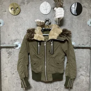 rna slang n-2b flight bomber jacket faux fur green