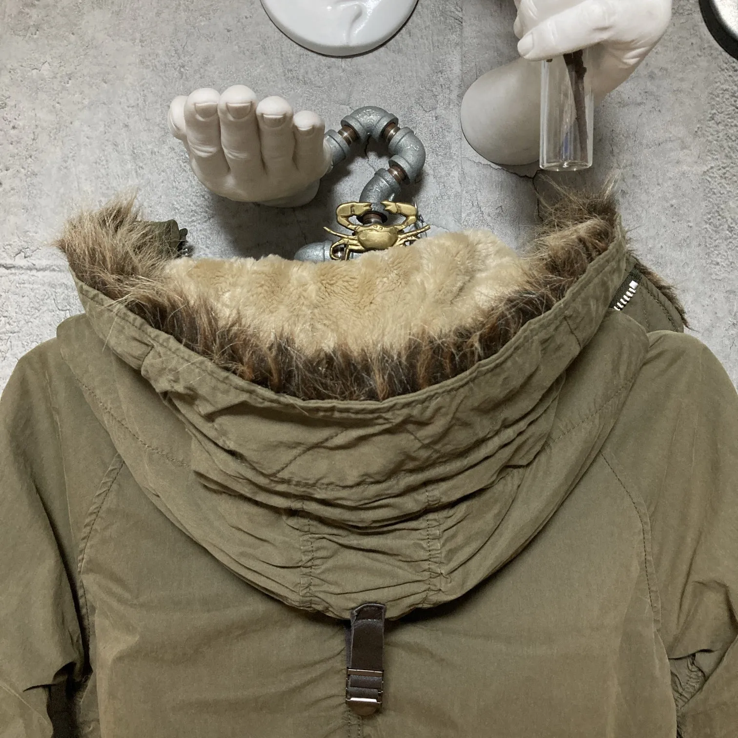 rna slang n-2b flight bomber jacket faux fur green