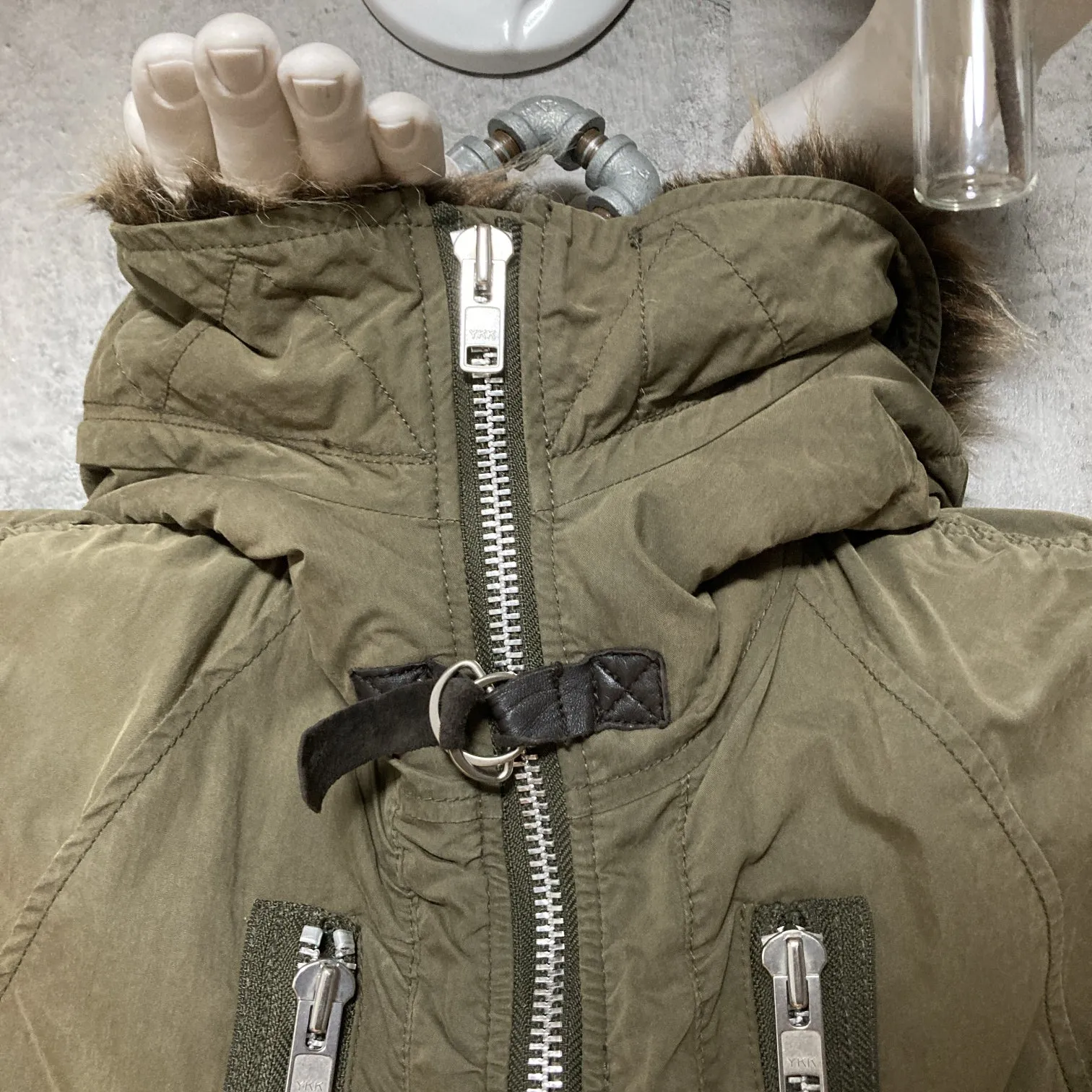 rna slang n-2b flight bomber jacket faux fur green