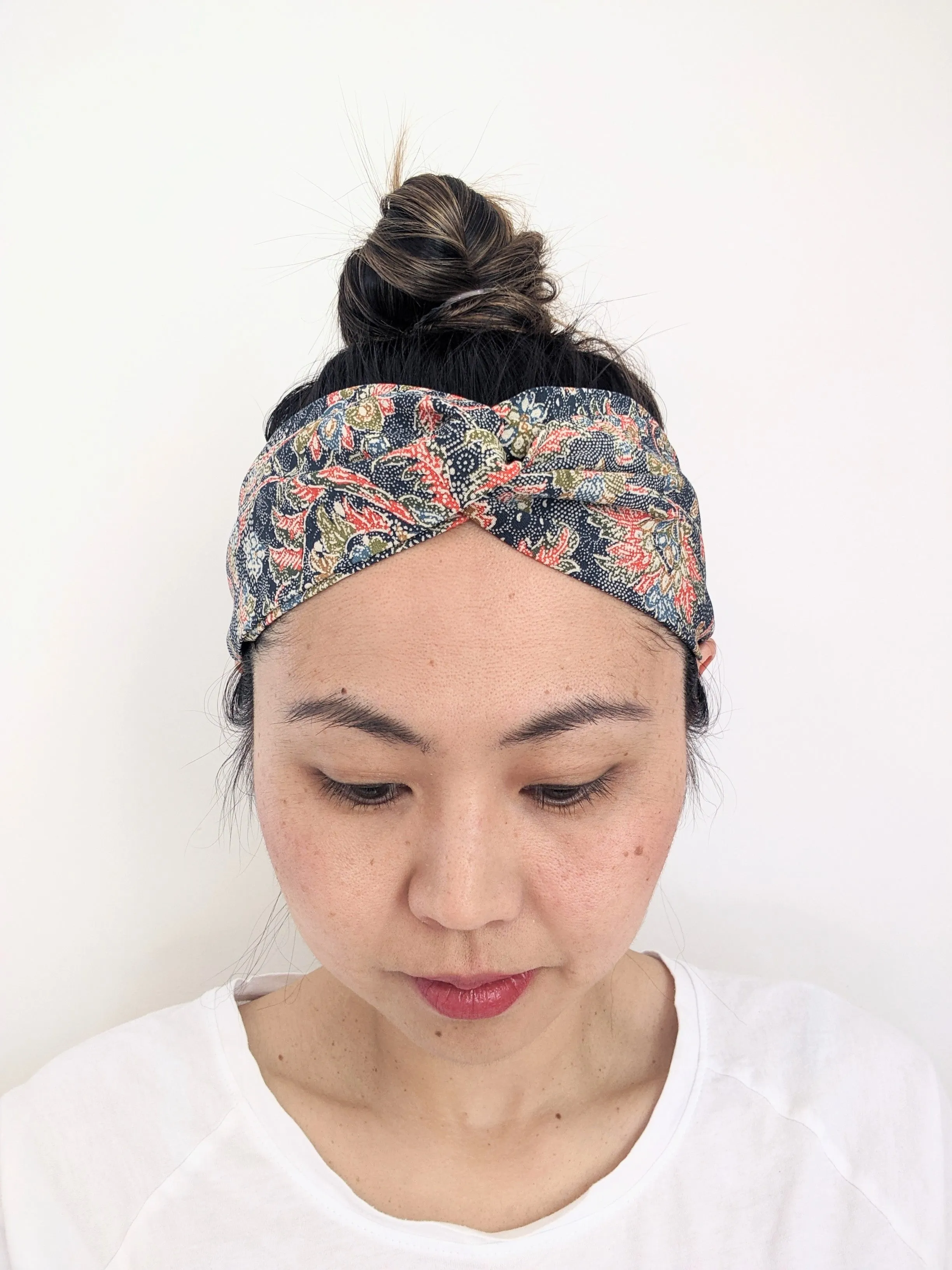Silk Turban Headband - Black Japanese maple