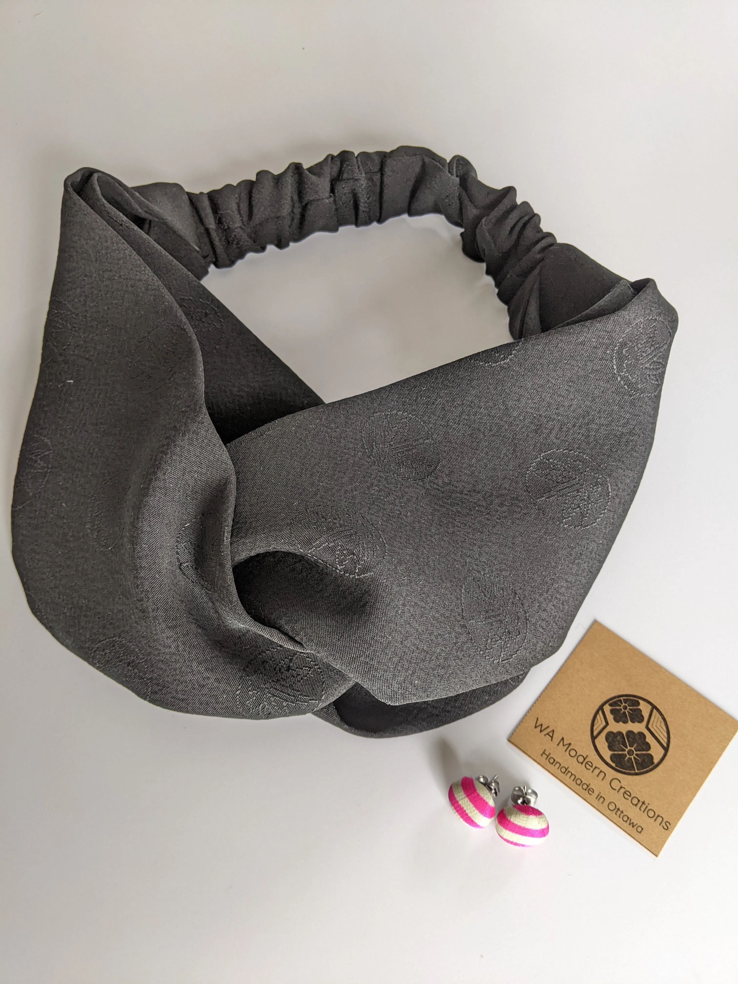 Silk Turban Headband - Black Japanese maple