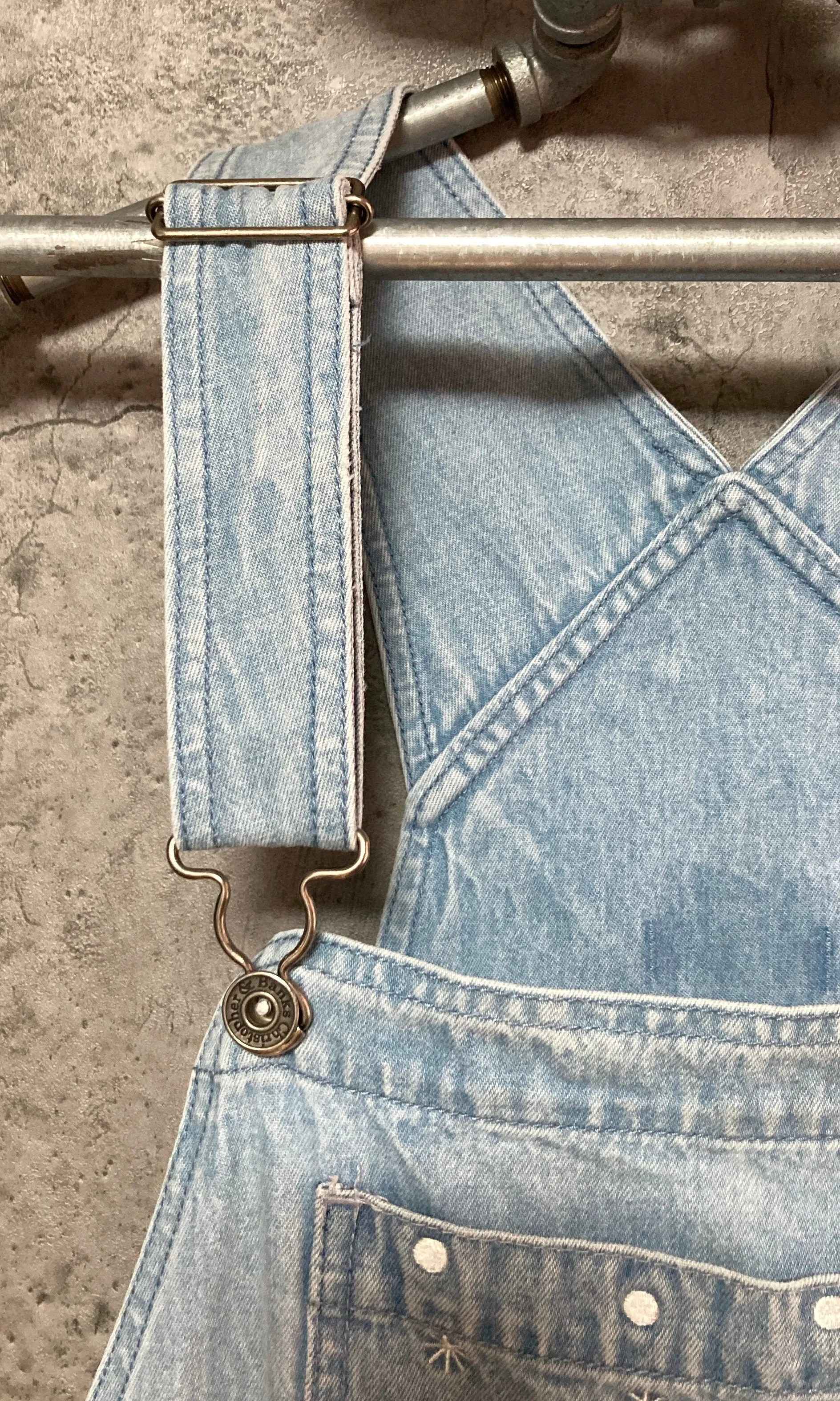 snowman embroidered denim overall