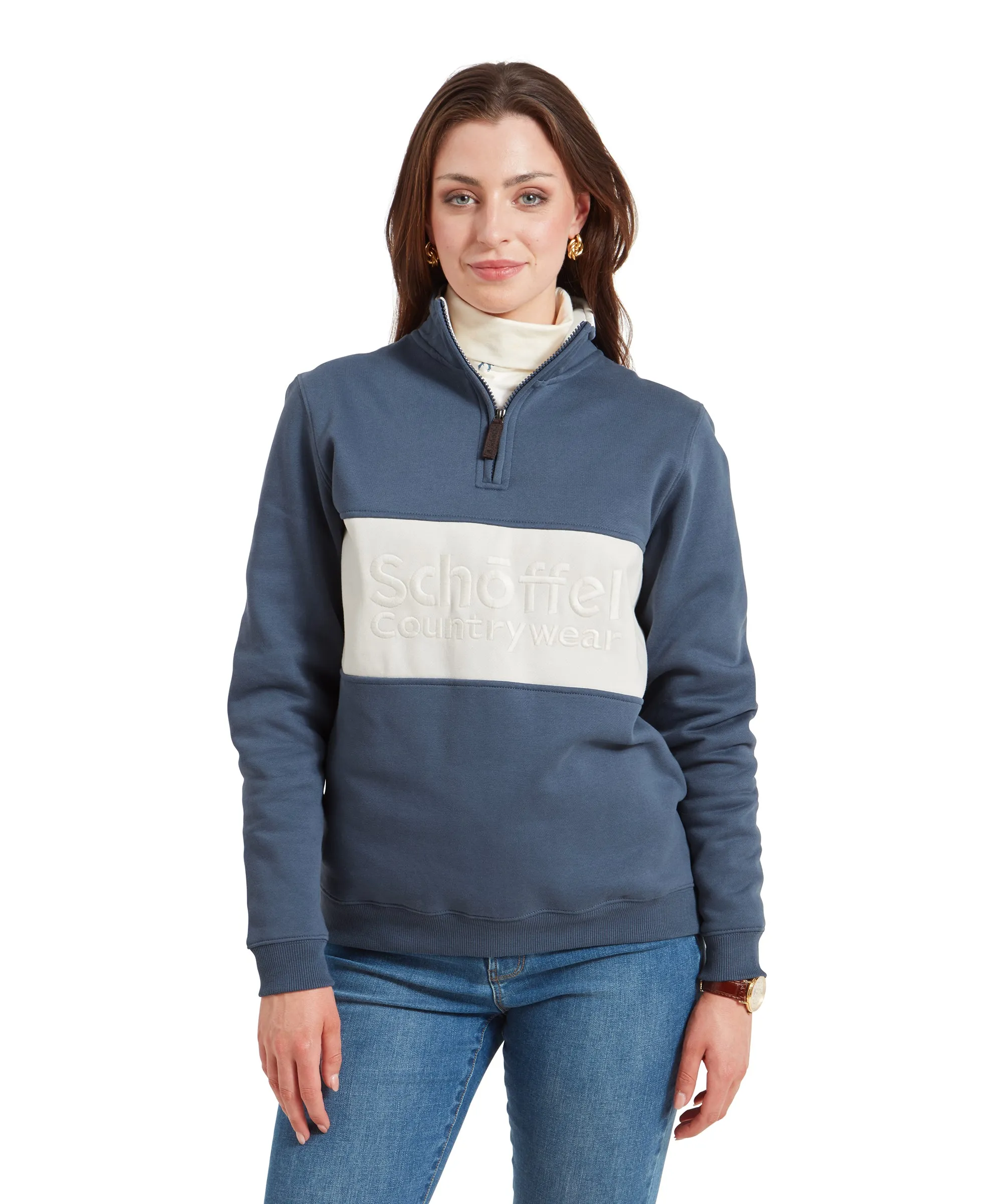 St Agnes Quarter Zip Sweatshirt - Vintage Navy