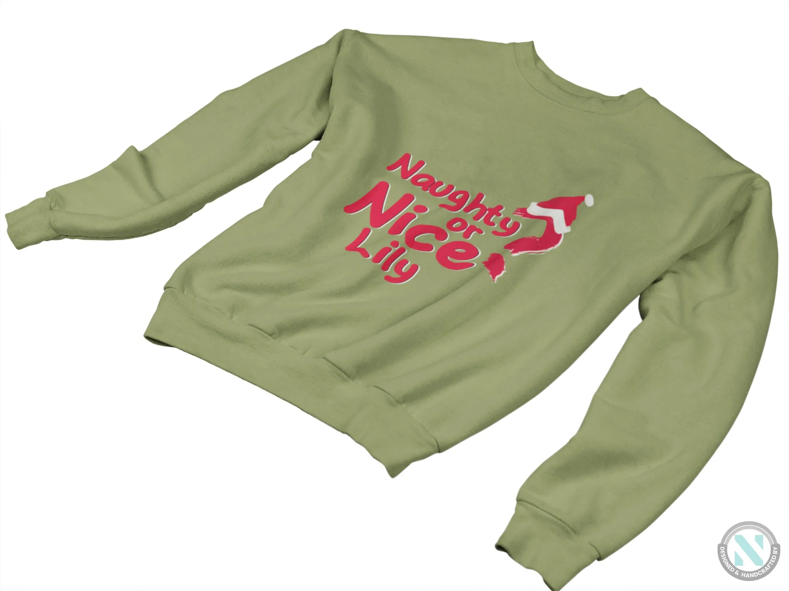 Toddler Girls Personalized Name Jumper Sweatshirt with Naughty or Nice Text