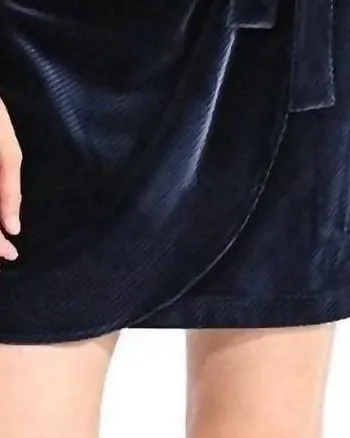 Velvet Asymmetric Wrap Dress In Navy | Navy