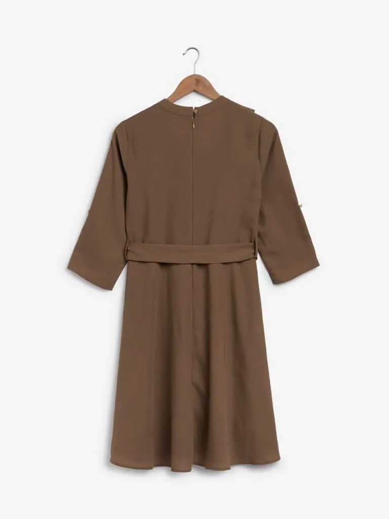 Wardrobe Brown Kiasa Dress With Belt