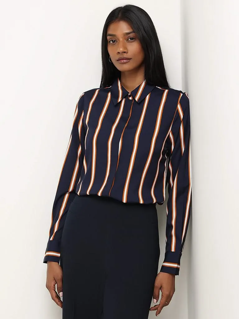 Wardrobe Navy Striped Shirt