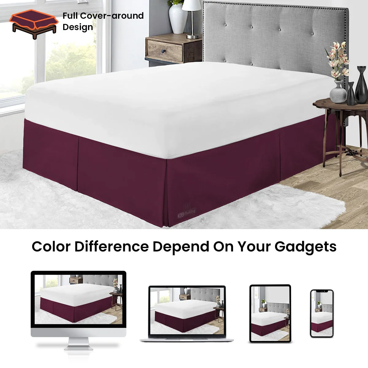 WINE PLEATED BED SKIRT