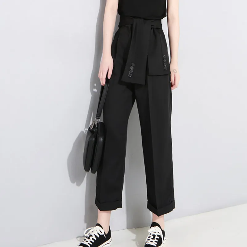 Women's Spring High-Waist Lace-Up Pants