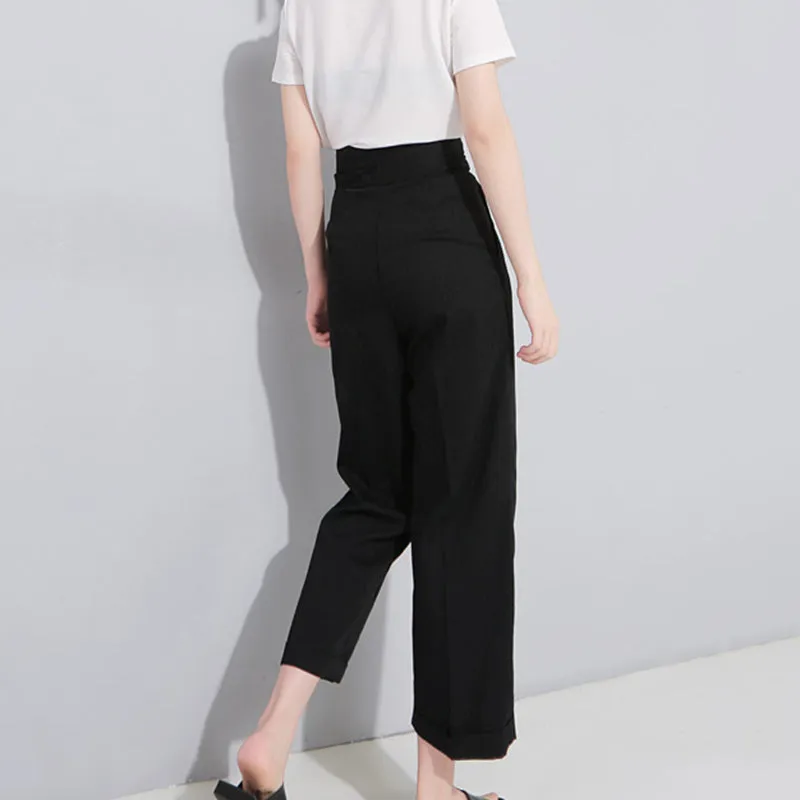 Women's Spring High-Waist Lace-Up Pants