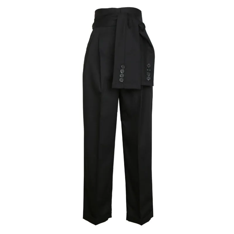 Women's Spring High-Waist Lace-Up Pants