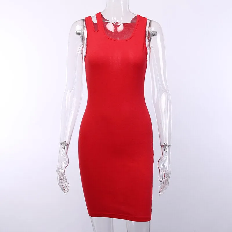 Women's Summer Elastic Skinny Sleeveless Solid Dress