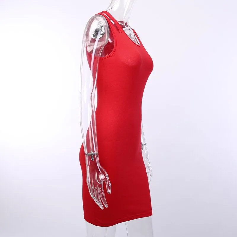 Women's Summer Elastic Skinny Sleeveless Solid Dress