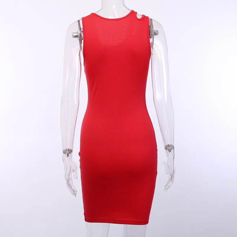 Women's Summer Elastic Skinny Sleeveless Solid Dress