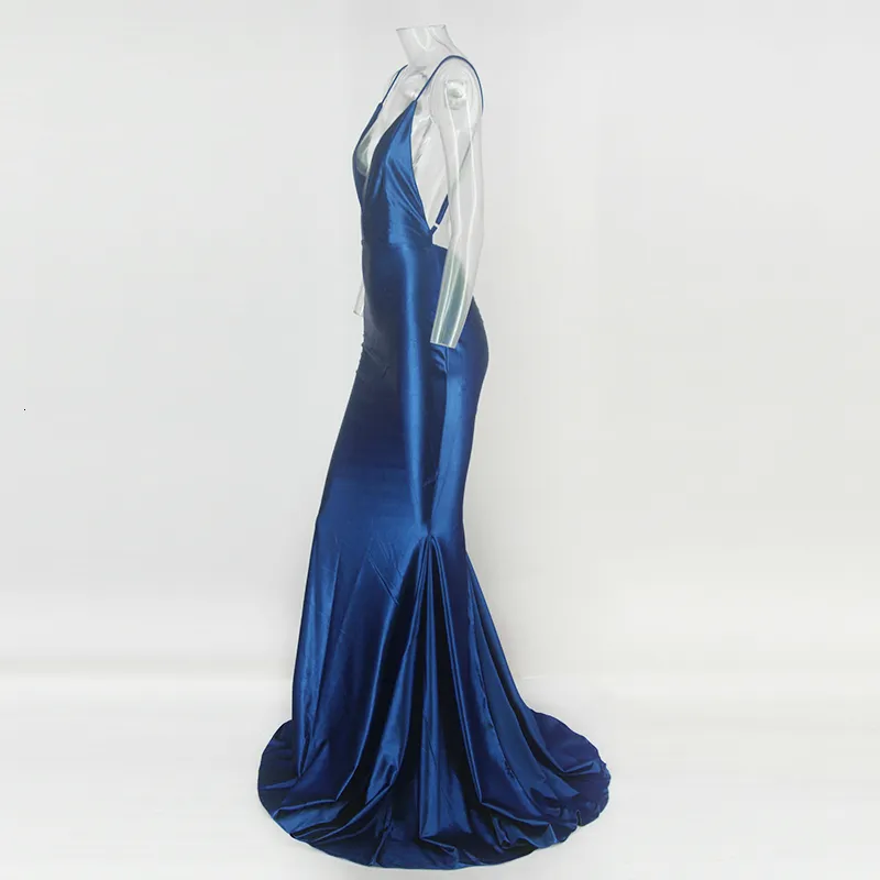 Women's Summer Polyester V-Neck Backless Long Dress