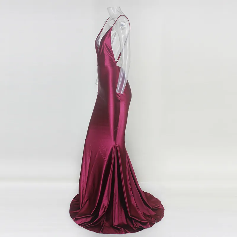 Women's Summer Polyester V-Neck Backless Long Dress