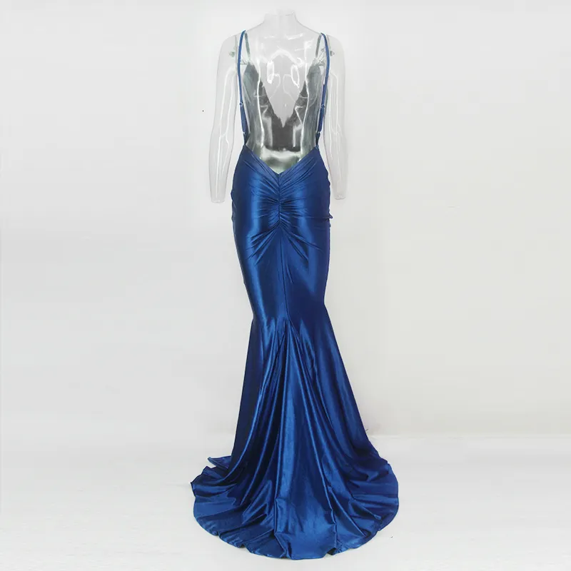 Women's Summer Polyester V-Neck Backless Long Dress