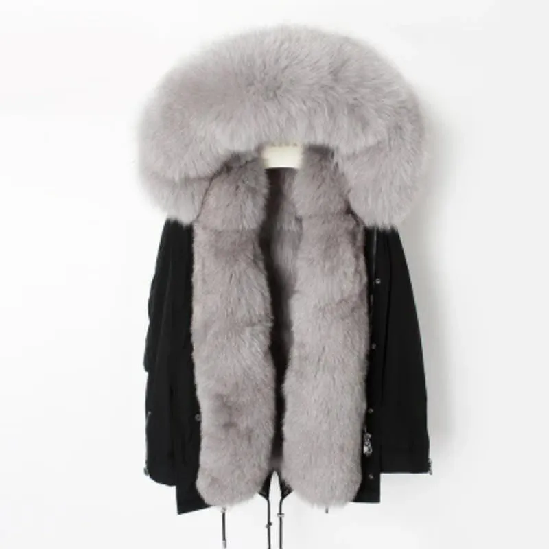 Women's Winter Casual Hooded Waterproof Short Parka With Fox Fur