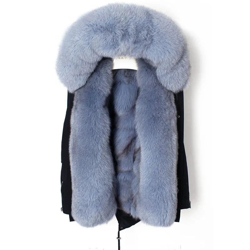 Women's Winter Casual Hooded Waterproof Short Parka With Fox Fur
