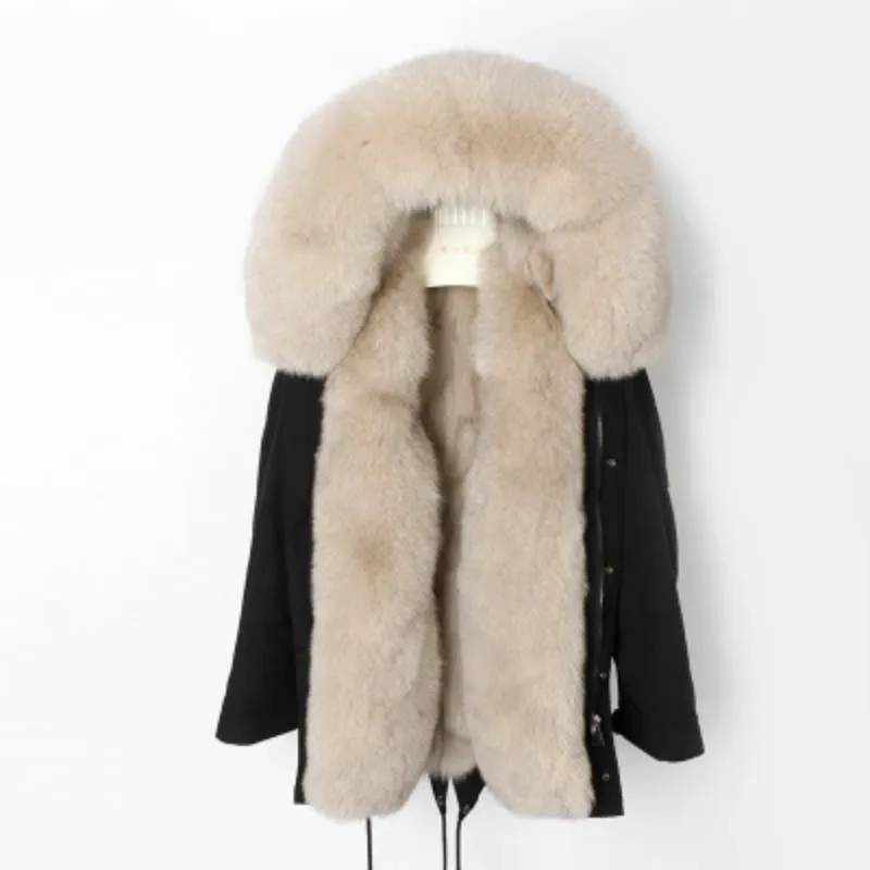 Women's Winter Casual Hooded Waterproof Short Parka With Fox Fur