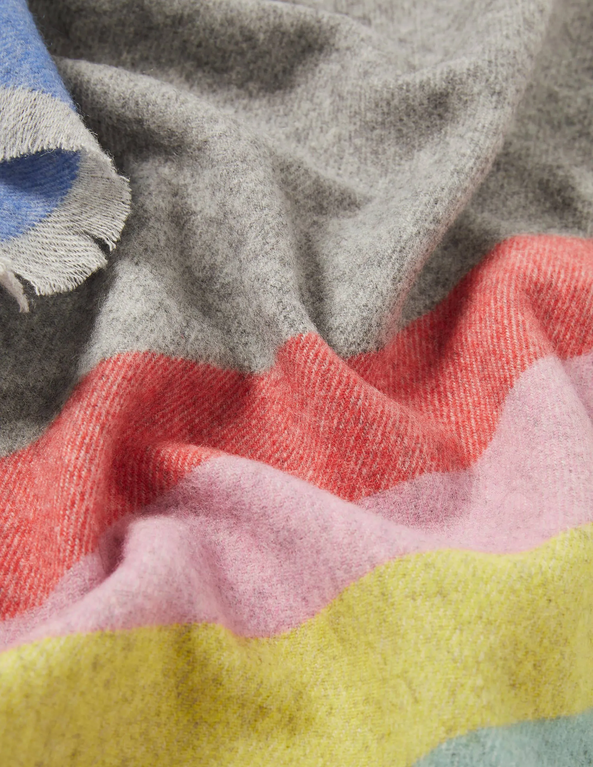 Wool Scarf-Grey, Rainbow Stripe